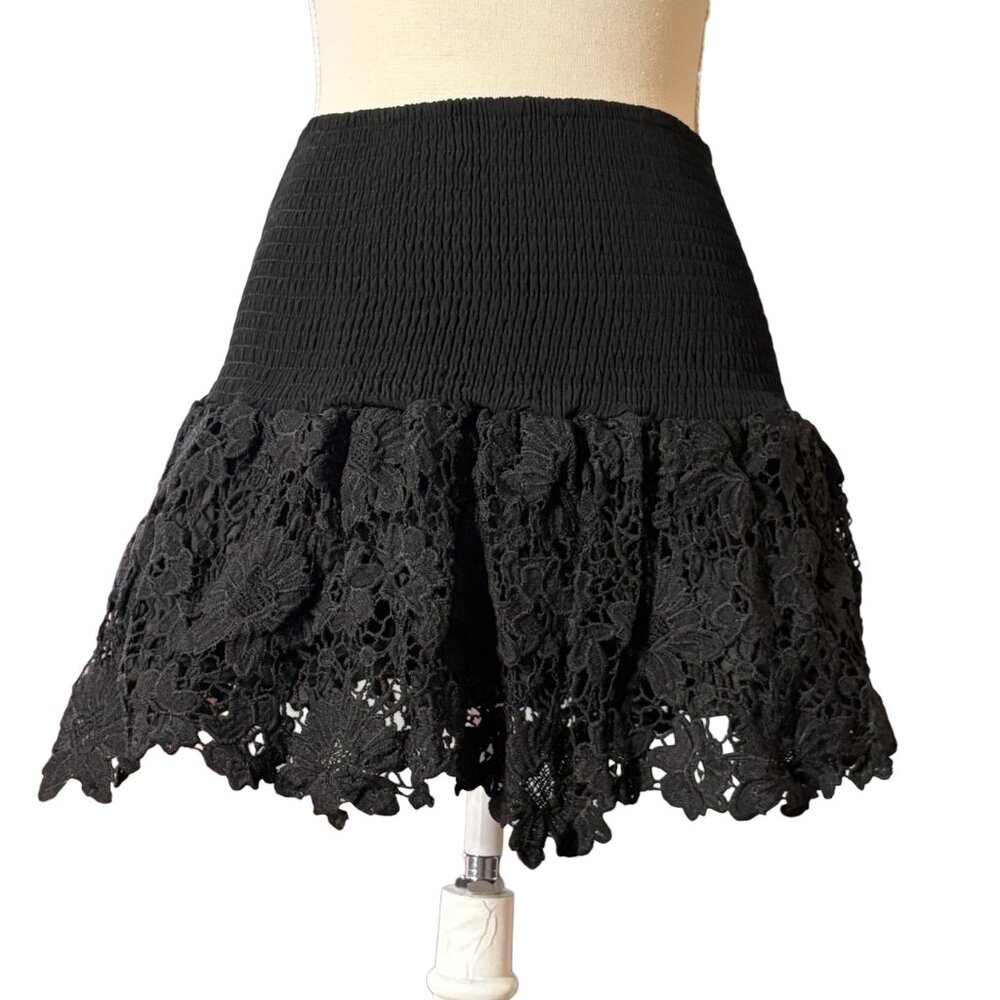 Muche et Muchette smocked lace mini skirt black One Size Muche & Muchette